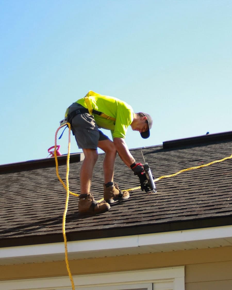 Couvreur installant des éléments de couverture